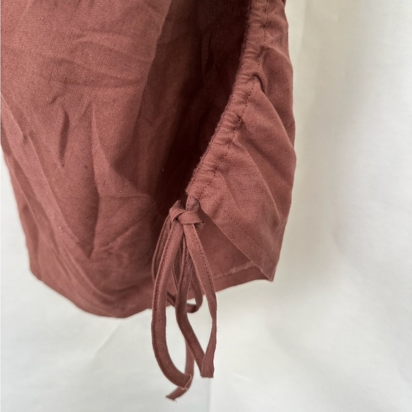 NWT ASOS Design Cowl Neck Beach Mini Dress “Brown” Ruched Tie Side Low Back Sz 0 - Picture 14 of 15